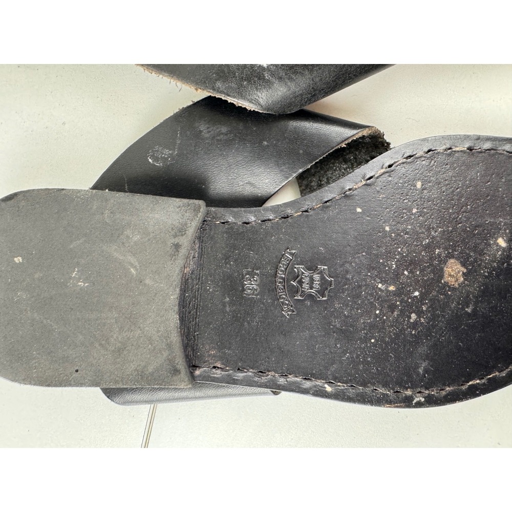 Dolce &‎ Gabbana J&S Leather Thong Sandals Slides Womens Black Slide Size 36 - Picture 3 of 7